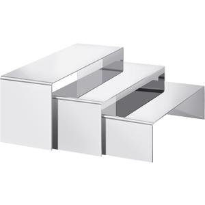 Purse Display Stand, 3 Pcs Large Stainless Steel Silver Risers Display Stands for Food, Dessert, Cupcake, Shoe, Jewelry, Handbag, Figure