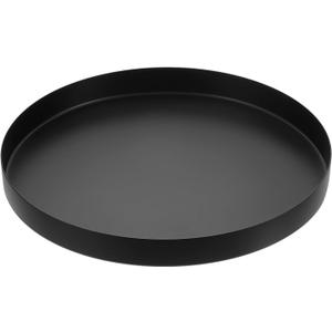 uxcell Stainless Steel Decorative Tray 11.8" Round Serving Tray Metal Decorative Plate for Jewelry, Makeup, Candle, Kitchen Tableware, Black