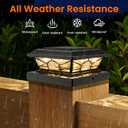 Brightever 4x4 3.5x3.5 Solar Post Cap Lights, 12-Pack Solar Powered Fence Post Light Outdoor Waterproof for Vinyl/Wooden Post, 2 Modes(Warm/Cool Light), Black Solar Deck Post Lights for Patio, Porch