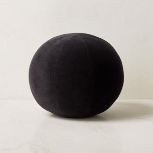 Black Velvet Sphere Throw Pillow, 24 in