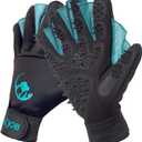 COOLJOB Patented Pet Grooming Gloves with Web, Reusable Washable Cleaning Brush Massage Hair Remover for Short Long Haired Dog Cat Horse Animal, Washing Bathing Shedding Supplies, Medium, Blue Black