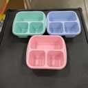 Rinwoc Bento Box [Portion Size], 3 Pack Snack Containers with 3 Compartments for Meal Prep & On-the-Go [School, Travel], Lunchable Container Reusable and BPA-Free