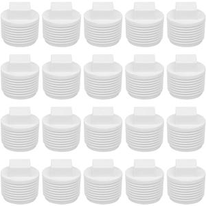 20Pack 1 Inch PVC Pipe End Cap - Male Threaded Plug Adaptor, Cleanout Plug Fitting for Water Line