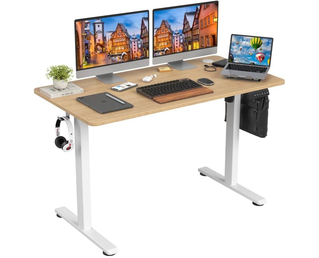 STARY Electric Standing Desk Adjustable Height Sit Stand Home Office Desk with Splice Board 48x24