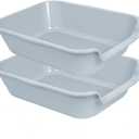 2 Pack Extra Large Dog Litter Box Pan Tray (ABS Material), Low Entry Jumbo Senior Litter Boxes for Multiple Kitten Big Cats, Pet Safe Indoor Dog Potty (Grey, 20" L x 15" W)