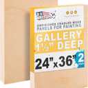 U.S. Art Supply 24" x 36" Unfinished Cradled Wood Panels for Painting, Gallery 1-1/2" Deep (2 Pack) - Artist Depth Wooden Wall Canvases - Mixed-Media Craft, Acrylic, Oil, Encaustic, Paint Pouring