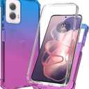 Ailiber for Motorola Moto G Stylus 2024 5G Case, Motorola G Stylus 2024 Cell Phone Case with Screen Protector, Dual Layer Shockproof Corner TPU Bumper, Silicone Rugged Cover-Blue Pink