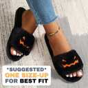 Halloween Pumpkin Cozy Slippers Spooky Comfy Autumn Winter Slippers, Fuzzy Plush Winter Indoor Outdoor (Black)