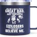 SYNYEY Stainless Steel Travel Mug, 14 Oz, Blue, Modern, Leak Proof, Insulated, Dishwasher Safe, Reusable, Cylindrical, Handle, Everywhere, Birthday, Mother's Day, Thank You Gift for Mom