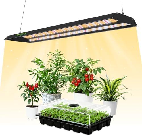 Full Spectrum Grow Lights for Indoor Plants 60W LED Grow Lights for Seed Starting 4/8/12H Timer and 10 Dimming Levels Height Adjustable and Energy Efficient for Seedling Veg Bloom All Growth Stages