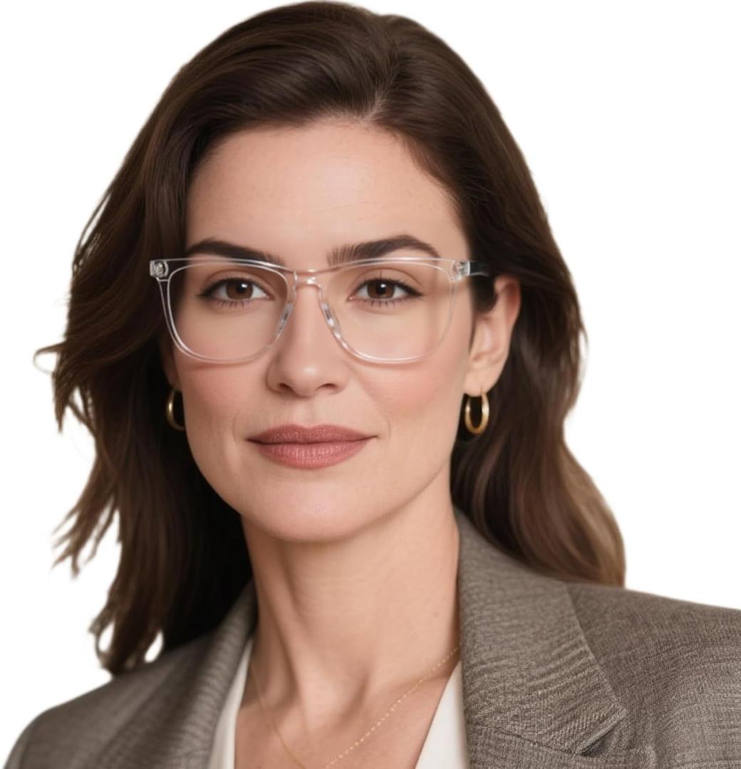 AEZUNI 2.00 Retro Oversized Reading Glasses for Women Classic Large Frame Readers 100 150 200 250 300 350 400 500 600 (Transparent)