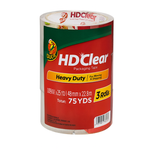 Duck Brand HD Clear Heavy Duty 1.88 In. X 25Yd. Clear Packing Tape, 3 Pack