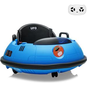 12V Electric Ride on Bumper Car for Toddlers, Kids Bumper Car with Remote Control, LED Lights & 360 Degree Spin, Indoor and Outdoor for 18+ Months Kids (Blue)
