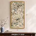 InSimSea Gold Bamboo Framed Wall Art,Chinoiserie Bird Flower Prints,20x40In