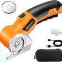 Cordless Electric Scissors: 4V Rechargeable Rotary Cardboard Cutter, 3000mAh Battery, with LED Light, 2 Blades, Box Cutter for Fabric Carpet Carton Plastic Leather Cloth(Yellow)