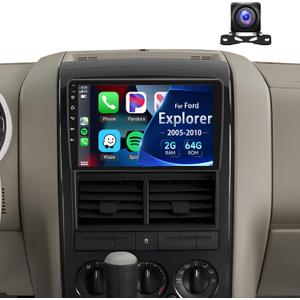 2+64G- for Ford Explorer 2005-2010 Car Radio with Wireless Carplay/Android Auto,Android Car Stereo 10.1 Inch Touch Screen GPS Navigation WiFi Bluetooth FM/RDS Mirror Link SWC Backup Camera