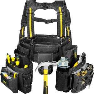 Bravex Tool Belt Suspenders, Tool Vest Pro Ultra 20 Bags Y-Style Toolbelt 5 Combo Apron Tool Pouch For Framers Carpenter Electrician 1200D Ballistic Nylon