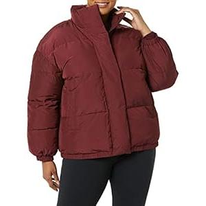 Amazon Essentials Women's Relaxed-Fit Mock-Neck Short Puffer Jacket (Previously Daily Ritual), Dark Burgundy, 2X