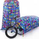 Pickmesh 2 Pcs Happy Birthday Drawstring Gift Bags 28 x 35 Inch Extra Large Baby Shower Bags Reusable Fabric Colorful Wrapping Pouch for Gender Reveal Supply Decor(Dark Blue, Blue Birthday)