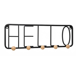 Hello Metal Rach With 5 Hooks Large Shelf 23.62" × 7.09" × 1.97"