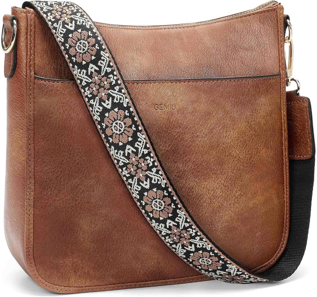 GEMIU Crossbody Bags for Women Hobo Travel Work Crossbody Purse with Adjustable Wide Strap
