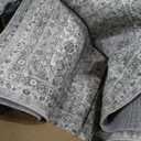 FMFUNCTEX 6x9 Washable Area Rug Blue Vintage Neutral Distressed Large Non Slip Carpet for Living Room Bedroom Soft Low Pile Indoor Mat Retro Floral Throw Rug for Dining Room Kitchen Office Nursery