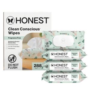 The Honest Company Clean Conscious Multi-Use Wipes, Unscented Hypoallergenic Baby Wipes for Sensitive Skin, 99% Water Plant-Based Compostable Wipes, Geo Mood, 288 Count (72 Count (Pack of 4))