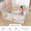 ZEEBABA Baby Playpen with Mat, 59x59 in Playpen for Babies and Toddlers, Play Pen for Kids, Play Yard for Infants with Gate