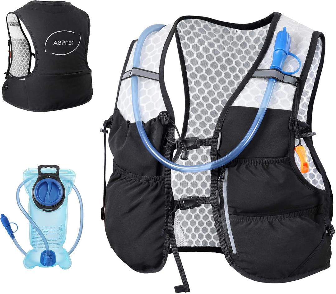 AGPTEK Hydration Running Vest with 2L Water Bladder for Men Women, Lightweight & Adjustable Running Vest for Runner Walking Hiking Marathon Cycling Jogging Trail Race