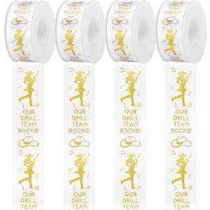3 Rolls 75 Yards Drill Team Homecoming Mum Ribbons Gold Foil Sports Ribbon Crafting Sewing DIY Crafts Drill Team Cheerleader Gifts for Homecoming Week Party Decorations