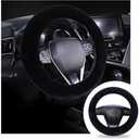 Ziciner Fuzzy Steering Wheel Cover, 15 inch Soft Wool Fur Steering Wheel Protector, Fluffy Wheel Covers for Winter Warm, Car Interior Decoration Accessories for Women Men (Black)
