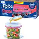 Ziploc Gallon Food Storage Bags, Stand-Up Bottom, Easy to Fill, 81 Count