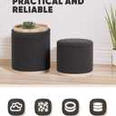 B FSOBEIIALEO Storage Ottoman Round Boucle Ottomans with Tray, Set of 2 Teddy Foot Rest Ottoman Cube with Storage for Living Room, Dark Grey 15"x15"x16.9"