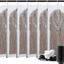 AILI Hanging Vacuum Sealer Suction Space Saver Storage Bags for Clothes Travel with Electric Air Pump And Rolling Slide Clip for Coats, Closet Organizers, 6 Long (Transparent)