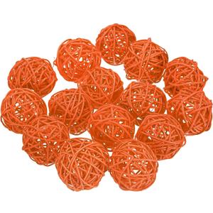 Uxcell 15 Pcs Wicker Rattan Balls, 2inch Wood Decorative Balls Vase Fillers for Centerpiece Bowl Orbs Fillers Tree Wedding Home Decor, Orange