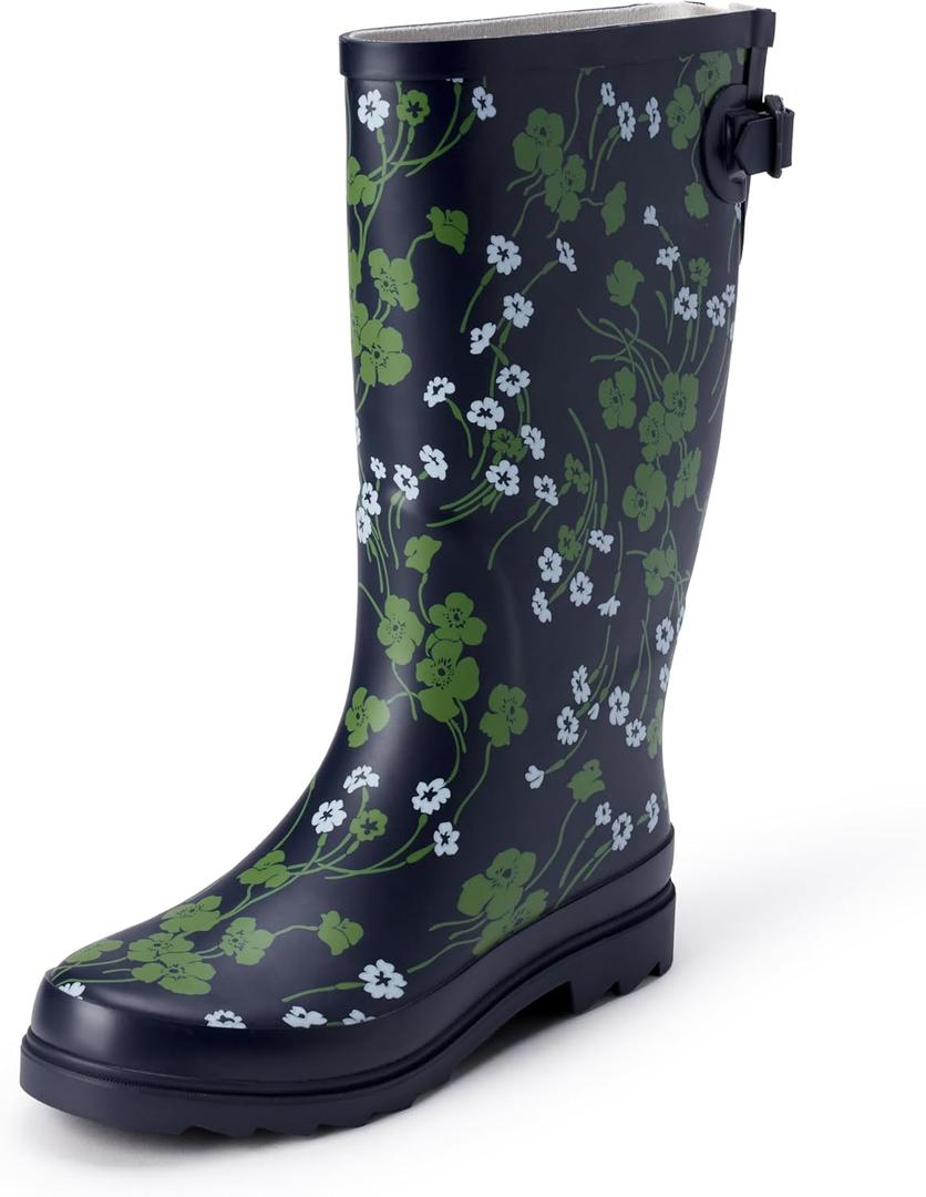Amazon Essentials Women's Waterproof Tall Rain Boot with Adjustable Buckle, Size US 8