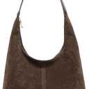 Suede Bag for Women,Suede Tote Bag,Suede Hobo Bags,Suede Handbag, Suede Slouchy Shoulder Bag (Brown)