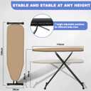 Ironing Board, Compact Ironing Board 13x43 Ironing Area with Extra Thick Heavy Duty Padded Cover, Stable Structure, Easy to Fold,Iron Mat, Brown
