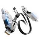 4-in-1 USB C Cable 100W 5FT Compatible with Lightning Cable [Fast Charging & Data Transfer] Flat Nylon Braided for iPhone iPad Charger Cord, Multi Charge Wire Combo with L/Type C/USB A Port