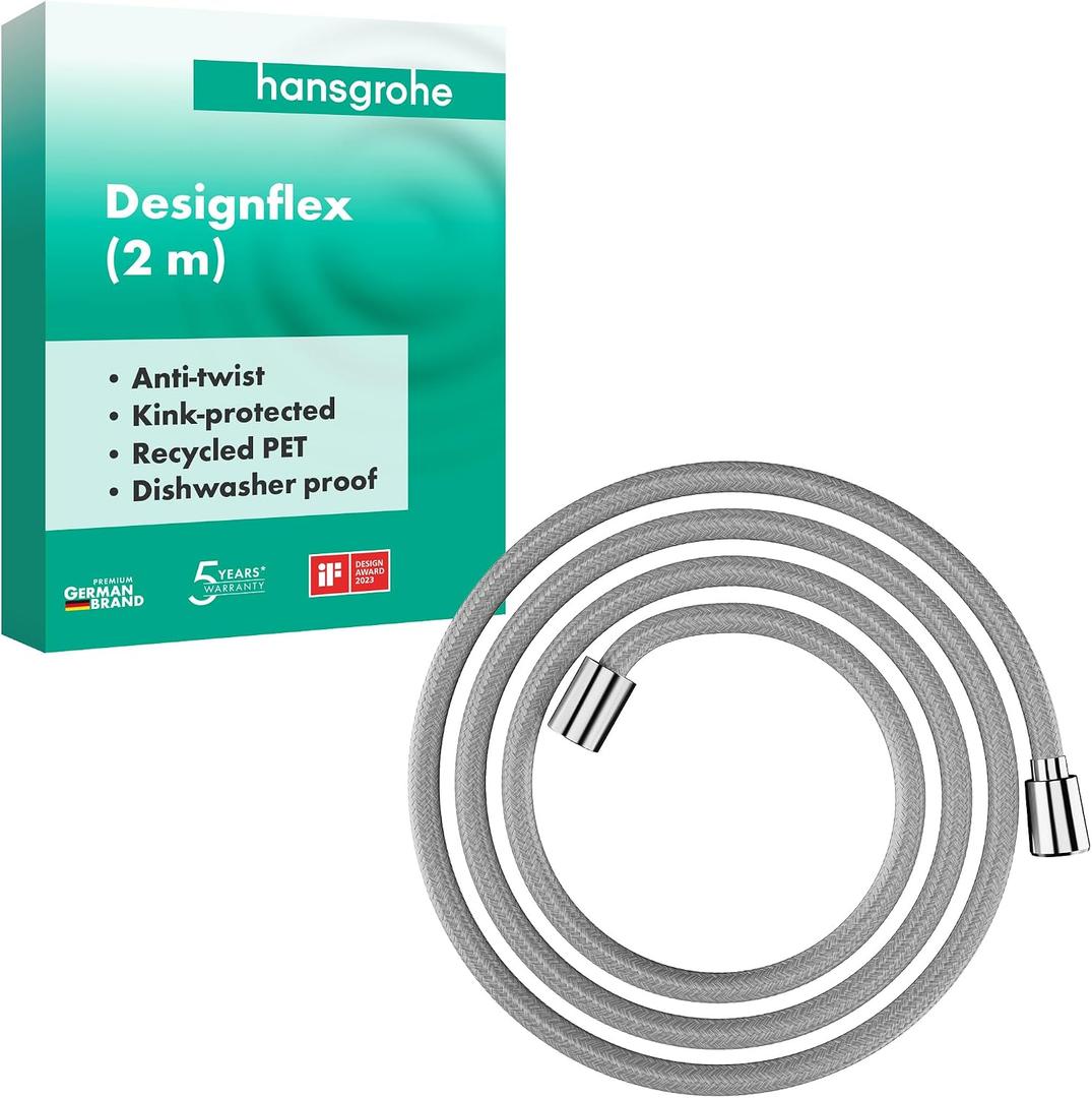 hansgrohe 28230000 DesignFlex Textile Chrome Handshower Hose, 80-inch