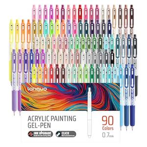 Joyask Gel Pens For Coloring, 90 Colors Retractable Colored Pens for Black Paper & White Paper, 0.7mm Fine Point Colorful Pens for Coloring, Writing, Drawing, Journaling, Note Taking, Office, Home