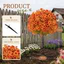 2 Pack Artificial Fall Flower Topiary Balls, UV‑Resistant Faux Orange Autumn Shrubs with Ground Stakes for Front Porch Yard Lawn Thanksgiving Outdoor Decor