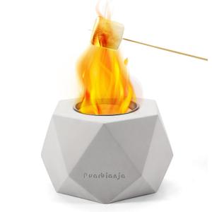 Tabletop Fire Pit - Portable Concrete Outdoor & Indoor Firepit Table for Smores, Mini Fireplace & Patio Decor, Table Top Firepit, Small Portable Mini Indoor Fireplace, White Elephant Gift