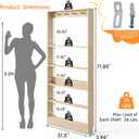 Behind The Door Bookshelf Kids,Wooden Behind Door Bookcase 5-Tier 31.5'', 31.5''Lx3.94''Dx71.85''H