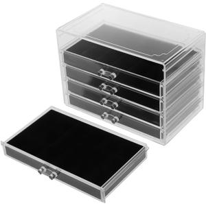 Mobestech Stackable Acrylic Display Cabinet Elegant Drawer Organizer for Rocks Minerals and Trinkets Collection Protective Lined Compartments for Safe Storage