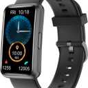 HUAKUA Fitness Tracker No Bluetooth No APP No Phone Needed, Fitness Watch for Men Women Parents IP68 Waterproof with Full Touch Screen Steps Calories Counter Sleep Tracker Alarm Clocks (Black)