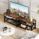 TV Stand for TVs up to 70 Inch, 63" Long Industrial TV Console Table with 3-Tier Storage Shelves, Entertainment Center for Living Room, Bedroom (Brown)