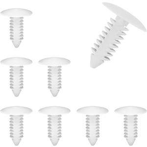 Bumper Plugs License Plate Hole Plugs, White Christmas Tree Rivet Fasteners Clips, 8MM Plastic Push Pins Rivets Retainer Cover Clip for Car Plate Hole Shield Fender Liner Furniture8PCS