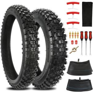 90/100-14 70/100-17 Dirt Bike Tire for Yozma in 10 Pro Ebike KX85 | Rear and Front 3.00-14 2.75-17 Inner Tube Set, Motorcycle Tire Spoons Kit, for TTR125 KLX125 KLX140 RM85 Pit Bike, Off Road