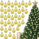 kymqlyw 60 Pcs 1.18 inches Yellow Christmas Ball Christmas Tree Ornaments Christmas Tree Pendants Xmas Shiny Balls Baubles Set for Christmas Tree Hanging Wreath Garland Decorations（Yellow Glitter）